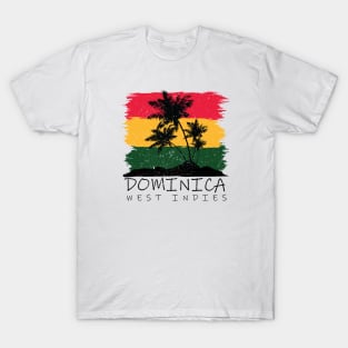 Dominica National Colors with Palm Silhouette T-Shirt